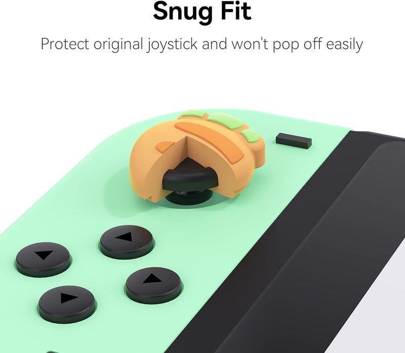 GEEKSHARE Cute Silicone Joycon Thumb Grip Caps, Joystick Cover Compatible with Switch/OLED/Switch Lite, 4PCS - Rabbit & Carrot - Image 3